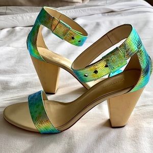 Gorman Metallic and Wood Heel Sandal